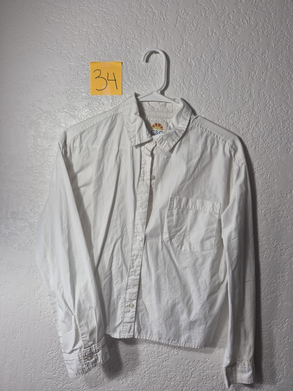 C&C California White Casual Button-Down Shirt MEDIUM